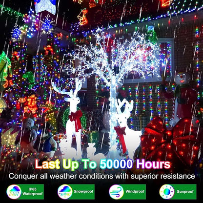 509FT Christmas Lights Outdoor 1350 LED Christmas Tree Decorations with 8 Modes & Timer Memory, Plug In Clear Wire Waterproof LED Xmas Lights for Yard Trees Wedding Party Holiday (Multicolor)