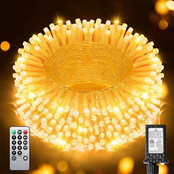125FT 380 LED Warm Christmas Lights, Plug in Christmas String Lights Connectable, Timer & Memory, Waterproof Twinkle Tree Light for Indoor Outdoor Classroom Patio Yard Holiday Decoration
