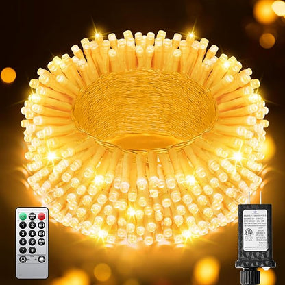 125FT 380 LED Warm Christmas Lights, Plug in Christmas String Lights Connectable, Timer & Memory, Waterproof Twinkle Tree Light for Indoor Outdoor Classroom Patio Yard Holiday Decoration
