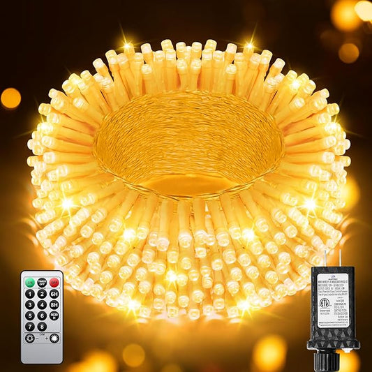 125FT 380 LED Warm Christmas Lights, Plug in Christmas String Lights Connectable, Timer & Memory, Waterproof Twinkle Tree Light for Indoor Outdoor Classroom Patio Yard Holiday Decoration