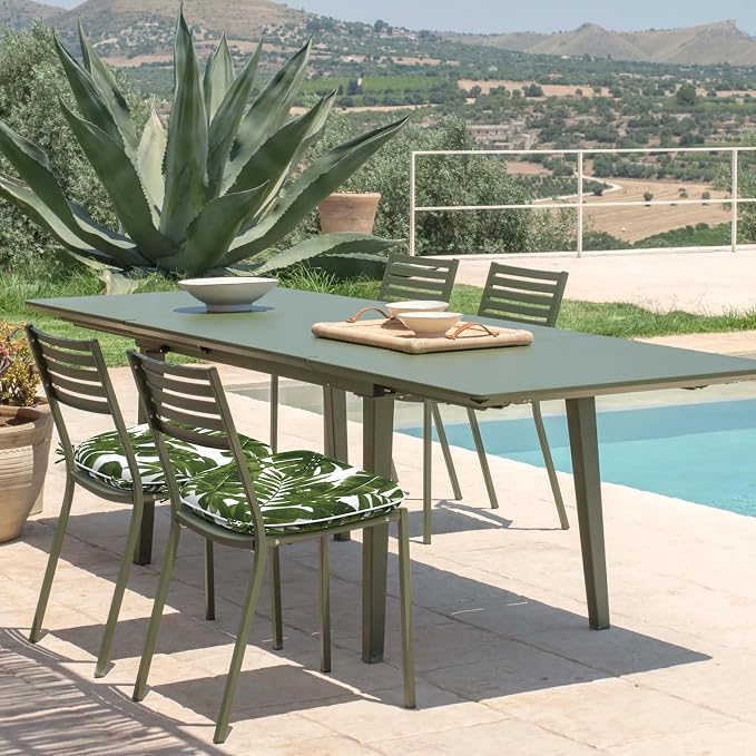 DYTXIII Set of 4 Outdoor Chair Cushions with Ties,Water Repellent Patio Chair Pads 17"x 16" for Outdoor Furniture,Round Corner Seat Cushions for Garden Yard Kitchen Palm Green