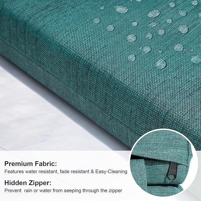 Crestlive Products Outdoor Chaise Lounge Cushions Set of 2, Fade Resistant Water Resistant Lounge Chair Cushion, 80''L x 23''W, Malachite