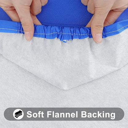 Smiry Rectangle Tablecloth, Elastic Fitted Flannel Backed Vinyl Tablecloths for 8ft Folding Tables, Waterproof Wipeable Table Covers for Indoor, Outdoor, Picnic and Camping (Blue, 30"x96")