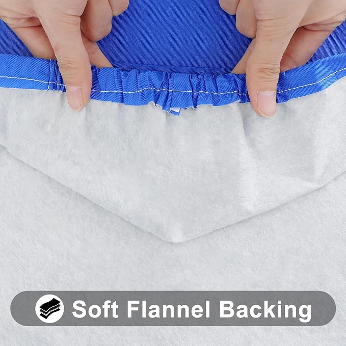 Smiry Rectangle Tablecloth, Elastic Fitted Flannel Backed Vinyl Tablecloths for 6ft Folding Tables, Waterproof Wipeable Table Covers for Indoor, Outdoor, Picnic and Camping (Blue, 30"x72")