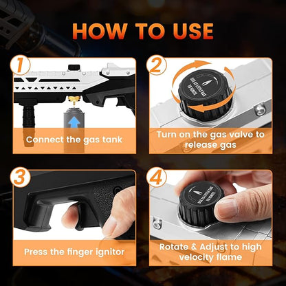 Propane Torch, Adjustable Flame Thrower Gun MAX 2462°F for BBQ, Grill, Campfire, Searing Steak, Cooking, Charcoal Lighter, Camping Gift Idea (Propane Tank Not Included)