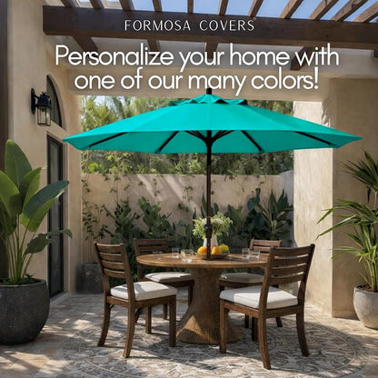 Formosa Covers 9ft 6 Ribs Market Patio Umbrella Replacement Canopy - Top Canvas - Premium Olefin UV Protective and Water Resistant Umbrella Fabric - Premium Quality Replacement Canopy Cover ONLY (Turquoise)