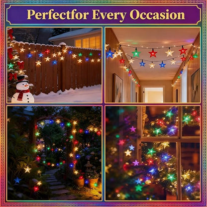 Twinkle Solar Star String Lights Outdoor Waterproof Fairy Lights 39FT 100 LED with 8 Lighting Modes for Camping Garden Wedding Party Tree Holidays Backyard Patio(Multicoloar)