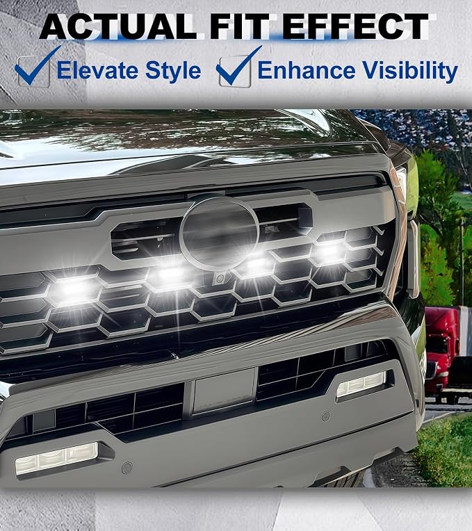 Grill Lights for Toyota Tacoma 2024-2026 Accessory TRD Sport Off Road,White | Direct-Snap Raptor Lights Tacoma 4th Gen Front Grille OEM-Style LED Design, IP68 Waterproof, Enhanced Night Visibility