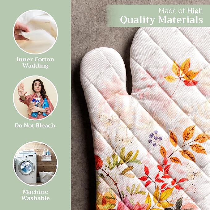 Maison d'Hermine Oven Gloves 100% Cotton Oven Mitt (7" x 13", Pack of 1) | With Loop Heat Resistant BBQ Cooking Gloves Baking Kitchen Handling Hot Pans Thanksgiving Christmas - Amarante