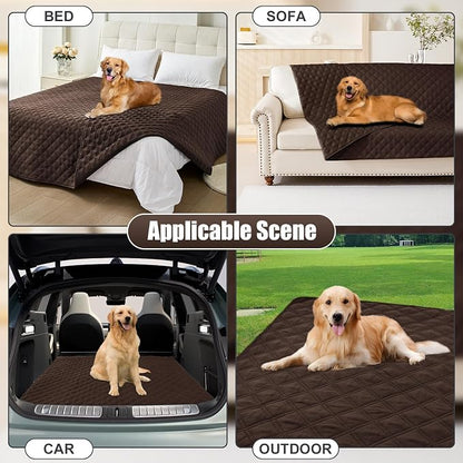 Smiry Waterproof Reversible Pet Couch Covers for Dogs | Pet Friendly, Soft Fabric, Washable Sofa Furniture Protector for Dogs Cat Kids, Checkered (40"x70", Chocolate/Chocolate)