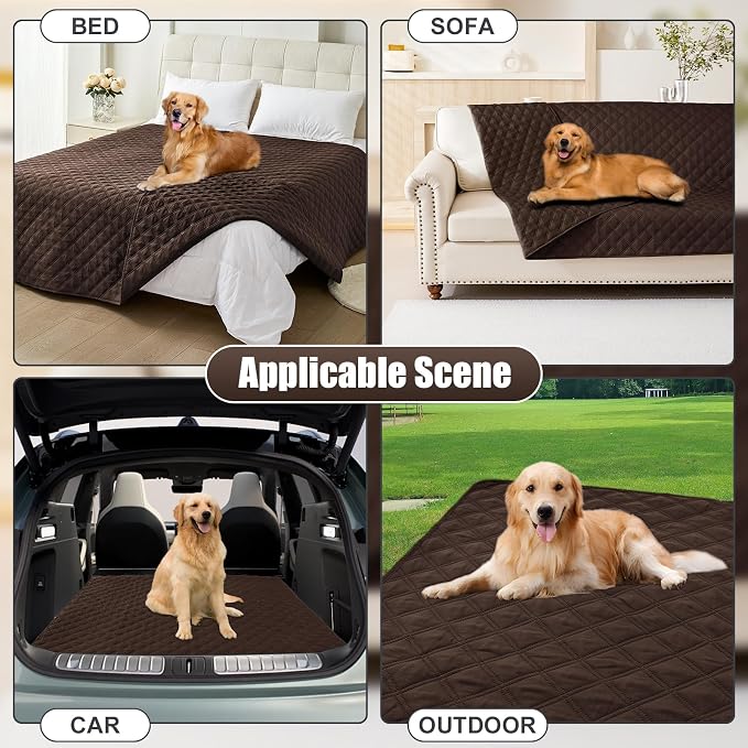 Smiry Waterproof Reversible Pet Couch Covers for Dogs | Pet Friendly, Soft Fabric, Washable Sofa Furniture Protector for Dogs Cat Kids, Checkered (68"x82", Chocolate/Chocolate)