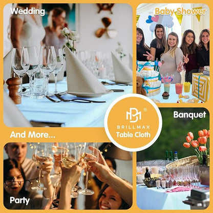 BRILLMAX 4 Pack Light Blue Tablecloths 90x132 Inch for 6ft Rectangle Tables | 150 GSM Polyester Fabric, Floor Length Drop, Water, Stain & Wrinkle Resistant Cloth Cover for Wedding Reception Banquet Party