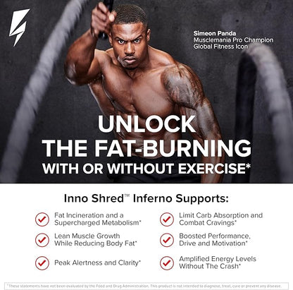 Inno Shred Inferno Thermogenic Fat Burner & Appetite Support, 30 Servings | Weight management & metabolism support with MitoBurn, Paradoxine (Grains of Paradise), Chromax & Green Tea for natural energy