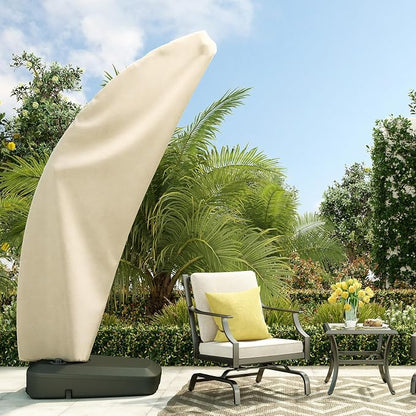 Grand Patio Deluxe Patio Umbrella Cover for 10×13 FT Offset Umbrella with Curved Cantilever and Straight Pole, Waterproof Cantilever Umbrella Cover with Zipper, Weather-resistant, Beige