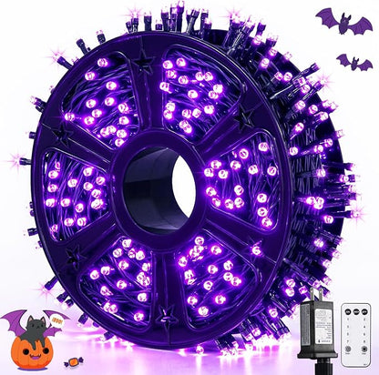 JMEXSUSS 500 LED Purple Halloween Lights, 173ft String Lights Plug in | 8 Modes, Remote Control, Timer, Waterproof Purple Christmas Lights for Indoor Outdoor Party Tree Xmas Halloween Decorations