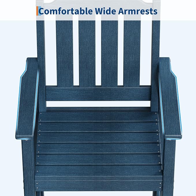 Garvee Outdoor Patio Bar Height Chair Set of 2, All-Weather HDPE Bar Height Barstools Widened Chair Set, Adirondack Chairs Set with Widened Armrests for Garden, Poolside, Bistro