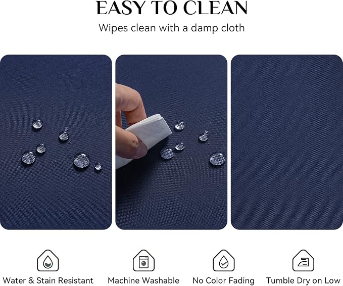 Softalker Rectangle Tablecloth, Waterproof Table Cloths Wrinkle Free Fabric Washable Polyester Table Cover for Dining Tables Party Outdoor Camping Parties Buffet - 60 x 102 inch, Navy Blue