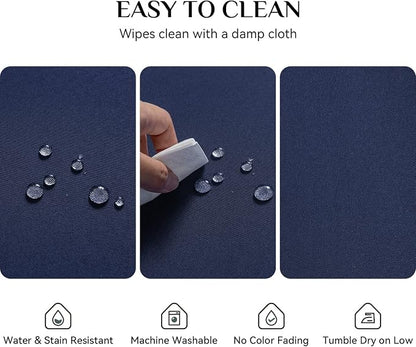 Softalker Rectangle Tablecloth, Waterproof Table Cloths Wrinkle Free Fabric Washable Polyester Table Cover for Dining Tables Party Outdoor Camping Parties Buffet - 60 x 102 inch, Navy Blue