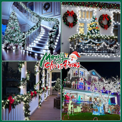 Christmas Lights Outdoor, 403FT 1000 LED String Lights 8 Modes and Timer Memory Function Twinkle Fairy Lights IP44 Waterproof Plug in for Xmas Tree Wedding Party Holiday Decor(White)