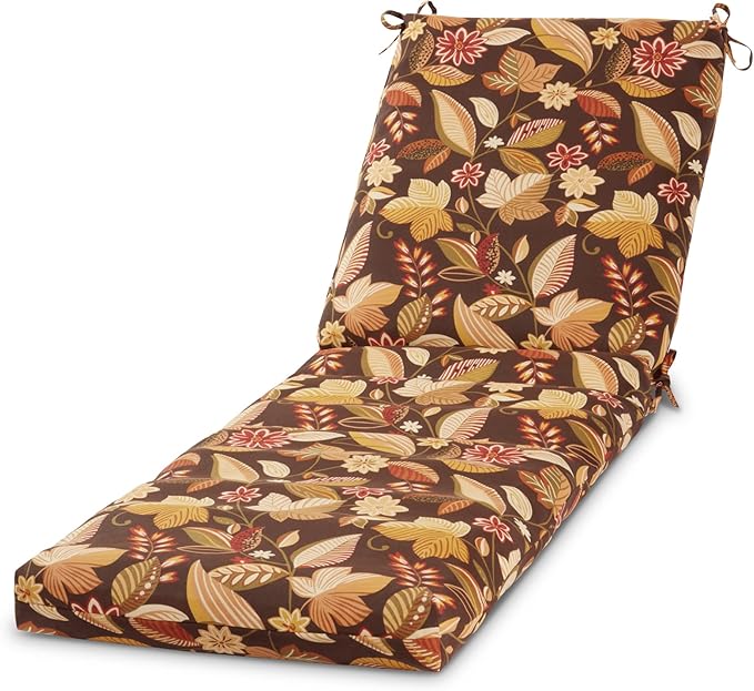 Greendale Home Fashions Outdoor Reversible Chaise Lounge Chair Cushion, Russet Floral