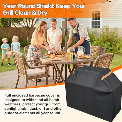 Patented Fully Enclosed Grill Covers for Outdoor Grill 2-in-1 Heavy Duty Barbecue Grill Cover 600D Waterproof Animal-Proof BBQ Cover Outside Fits Weber (48 Inch Full Enclosed Grill Covers 2-in-1)