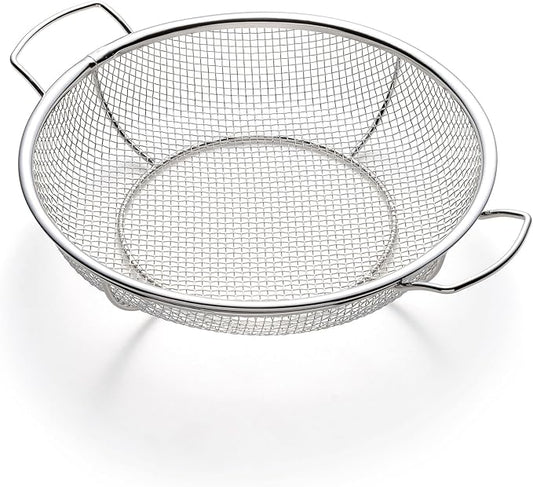 Outset Mesh Grill Roasting Basket With Handles, Stainless Steel, Shallow, 12" x 15" x 3"