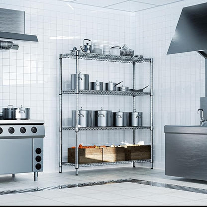 M MZG 2800 LBS 59" W 4 Tier Storage Shelves Rack Metal Wire Shelving Unit, Storage Standing Shelf Organizer for Laundry Bathroom Kitchen Pantry Garage Utility Room, Chrome 17.7" D x 59.1" W x 70.4" H