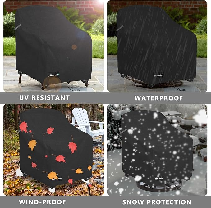 ANartcle Rocking Chair Covers for GCI Outdoor 37072 Chair,Freestyle Rocker Cover,Waterproof Heavy Duty Outdoor Camping Chair Covers, (26 W x 27 D x 34 H inches) Black.