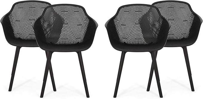 Christopher Knight Home Davina Outdoor Dining Chair (Set of 4), Black