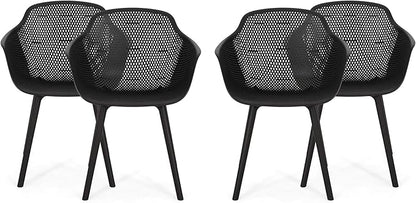 Christopher Knight Home Davina Outdoor Dining Chair (Set of 4), Black