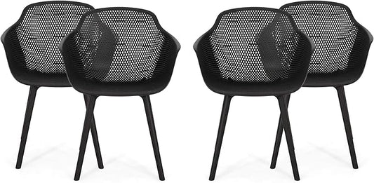 Christopher Knight Home Davina Outdoor Dining Chair (Set of 4), Black