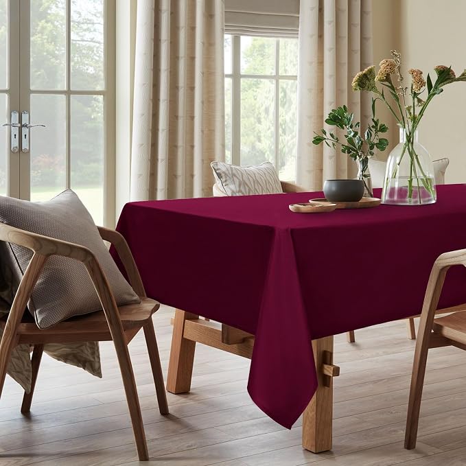 DWCN Christmas Square Tablecloth - 60 x 60 Inch - Waterproof Stain and Wrinkle Resistant Washable Table Cloth, Decorative Fabric Table Cover for Kitchen Dining Room Party and Outdoor Use, Burgundy