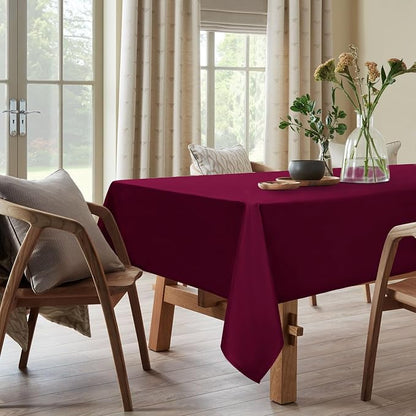 DWCN Square Christmas Tablecloth - 40 x 40 Inch - Waterproof Stain and Wrinkle Resistant Washable Table Cloth, Decorative Fabric Table Cover for Kitchen Dining Room Party and Outdoor Use, Burgundy