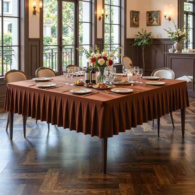 PARTISKY Brown Spandex Square Tablecloths 60x60 Inch, Wrinkle Free Fitted Card Table Cloth Stretch Square Table Cover for Kitchen Dinner, Holiday Party, Wedding Banquet, Display Trade Show
