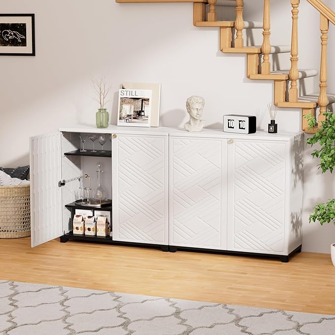 Mrosaa Storage Box Outdoor Caninet,Resin Indoor Storage Box Waterproof,Outdoor Storage Cabinets for Patio/Garden/Backyard(with 1 Shelf)-White