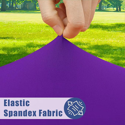 Moosfor 2 Pack Square Spandex Fitted Table Cloth, Elastic Tablecloth | Washable Picnic Table Cover, Stretch Waterproof Table cloths for Party, Patio, Dining, Kitchen, 34" x 34", Purple