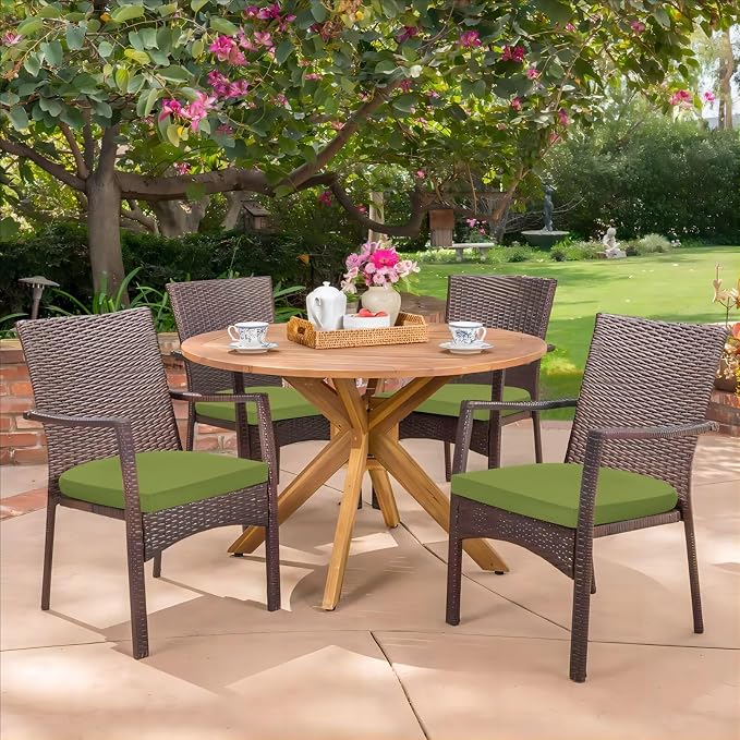HARBOREST Outdoor Chair Cushions Set of 4, Water Resistant Patio Chair Cushions with Ties, Outdoor Seat Cushions for Patio Furniture, 17"x16"x2", Grass Green