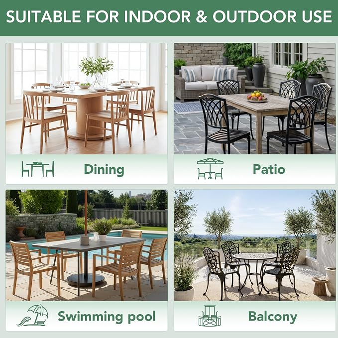 Outdoor Chair Cushions Set of 4: Waterproof & Fade Resistant Patio Furniture Cushions - 17 x 16 x 2 Inch Non Slip Round Corner Seat Cushion Pads with Removable Cover for Garden Yard Lawn, Black