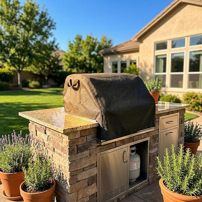 32 inch Built-in Grill Cover, Waterproof Island BBQ Grill Top Cover for Loin, Blaze, Bull, Napoleon, Summerset, and More 25"-32" Built-in Grills, 600D Heavy Duty Polyester, 33"W x 26"D x 24"H
