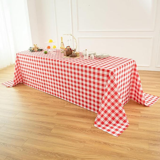 Classic Gingham Buffalo Tablecloth Fabric - Oblong 90x156 Inch Water Proof Checkered Table Cloth for Indoor Outdoor - Table Cover for Birthday, Picnics, BBQs, and Parties