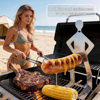 2026 Funny BBQ Hot Dog Holder ，Portable Hot Dog Roaster，Reusable Stainless Steel Sausage Hot Dog tands ，Barbecue Grill Accessories for Camping & Party Gifts Hot Dog Stand（2PCS）Hot Dog Grill Holder Man