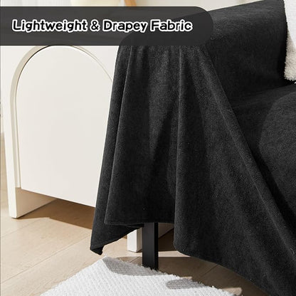 MEETSKY Couch Cover for 2 Cushion Sofa Washable, Cat Scratch Proof Sofa Covers, Furniture Protector Love Seat L Shape Soft Sectional Couch Covers for Dogs Pets, 71" x 102", Black