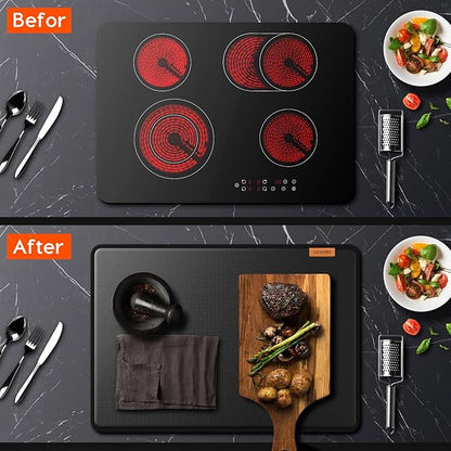 VIESEMBO Thicken Stove Covers, 29.5x21 Inch Heat Resistant Mat for Glass Stove Top Protector, Kitchen Induction Cooktop Flat Protector