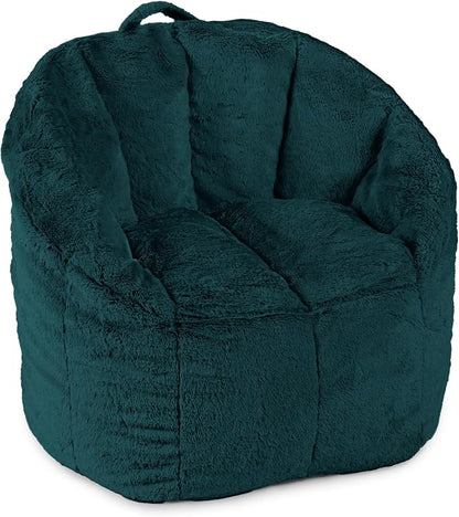 Big Joe Milano Bean Bag Chair for Kids, Teens, Adults, Ultra-Soft Emerald Plushie Polyester Blend, Lightweight Seat for Reading Nook and Gaming, 2.5 Foot Refillable