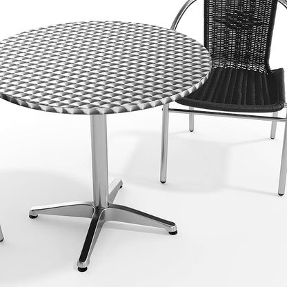 Flash Furniture Lila 31.5'' Round Aluminum Indoor-Outdoor Table Set with 2 Black Rattan Chairs | Indoor/Outdoor Use, Black Rattan Chairs