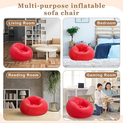 Realspring 6 9 12 Pcs Inflatable Bean Bag Chairs for Adults with Electric Air Pump, Blow up Couch Folding Portable Inflatable Couch Lazy Sofa for Outdoor Movie Night Camping(Red,6 Pcs)