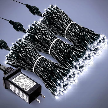 JMEXSUSS 300 LED White Christmas Tree Lights Plug in | 8 Modes, Outdoor Indoor Use, Waterproof, Green Wire Christmas String Lights for Tree Yard Patio Garden Christmas Decorations
