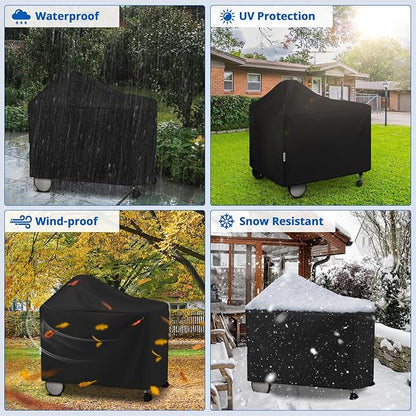 SunPatio Outdoor Waterproof Grill Cover Compatible for Weber 22 Inch Performer Premium Deluxe, RecTeq, Char-Griller Grills, Compared to Weber 7152, Heavy Duty Weather Resistant Charcoal BBQ Cover
