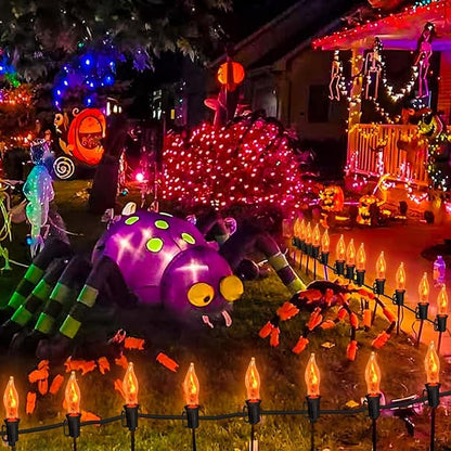 Halloween Lights 27.8 FT Flickering Flame String Lights with 25 Orange C18 Light Bulbs Twinkle C18 E12 Base Flame Lights Indoor Outdoor for Halloween Decorations