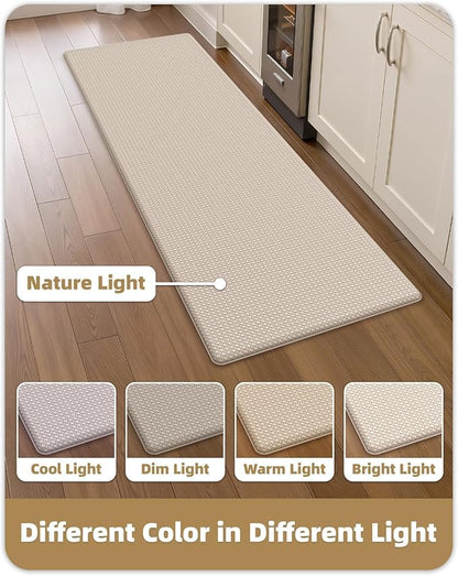 Color&Geometry Anti Fatigue Cushion Kitchen Mat for Floor -24"x87",Wide,Easy Clean, Water & Oil Proof, Anti Slip, Foam Rubber Runner Rug for Front Sink Comfort Standing,Dark Beige